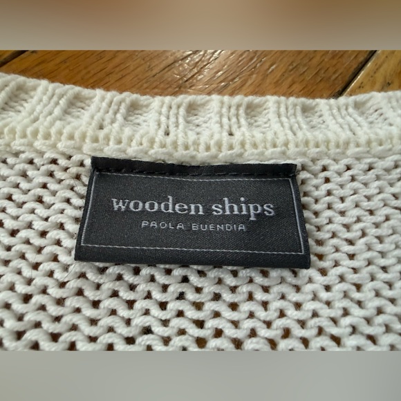 Wooden Ships Palmer Laced Sweater White/Tan Stripe Women’s Size S/M - Picture 4 of 11